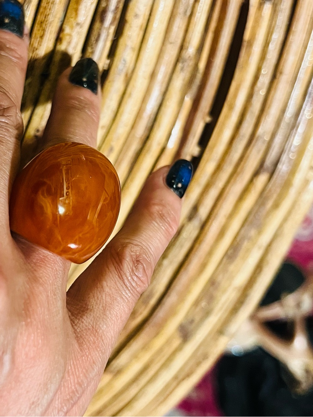 Amber Resin Dome Ring - Sz 7